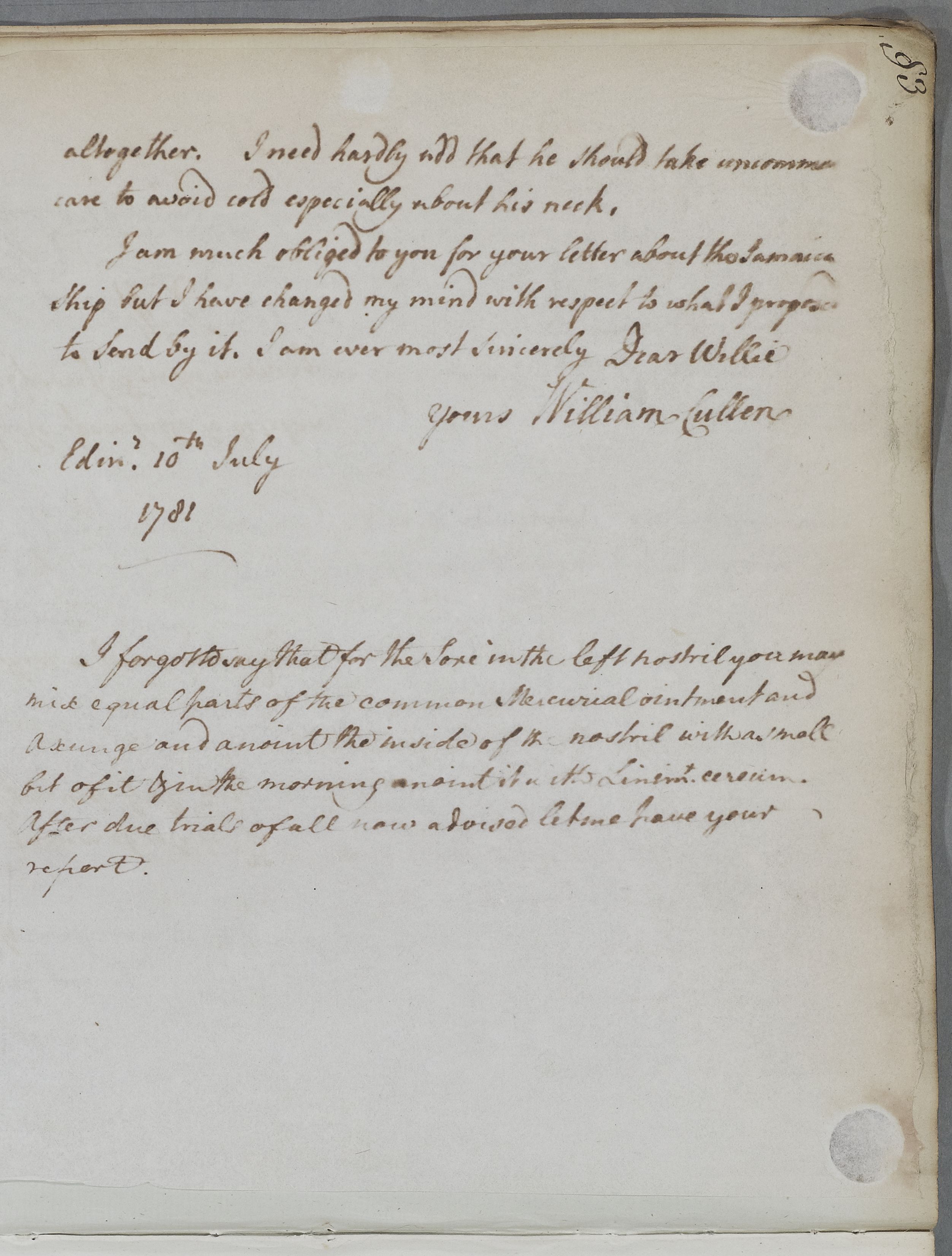 The Cullen Project [ID162] From Dr William Cullen (Professor Cullen